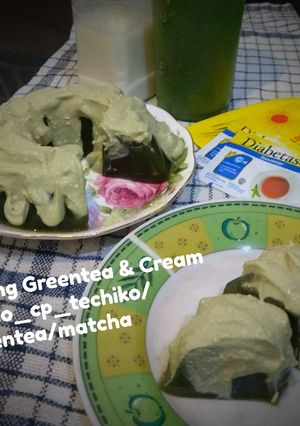 Foto resep Puding Greentea & Cream #ketopad_cp_techiko/greentea/matcha