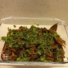 A picture of Okra or Bhindi masala.