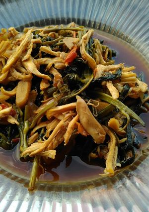 Foto resep Kangkung suwir daging ayam