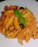 Pasta a la puttanesca over heaven