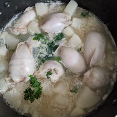 A picture of Stuffed Squid soup.