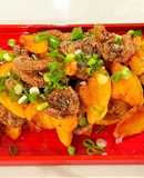 Taro No Kara Age (Fried octopus with butternut pumpkin)