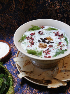 A picture of Abdoogh Khiar (Iranian cold cucumber soup).