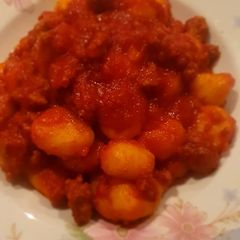 A picture of Sardinian gnocchi with sausage ragout.