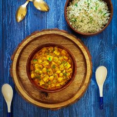 A picture of Chole-Paneer Masala.