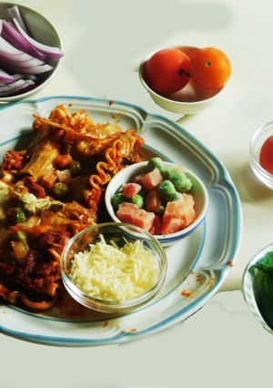 A picture of Multi layered Aromatic flavorful and Healthy Lasagna.