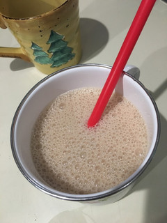 Una foto de Batido Almendras-banana-maca (smoothie)