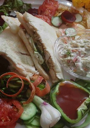 A picture of Chicken club sandwiches.