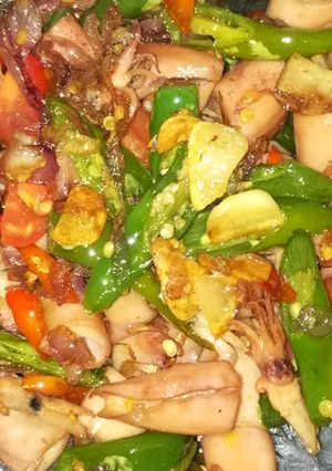 Foto resep Tumis cumi asin cabe hijau