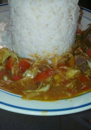 A picture of Goat meat cabbage sauce.