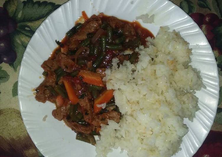 Easiest Way to Prepare Super Quick Homemade Sosy, rice and salad
