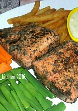 Foto resep Steak Salmon Blackpepper with Cheese Souce