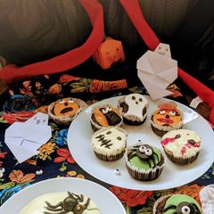 A picture of Spooky Eggless Vegan chocolate Cup cakes.