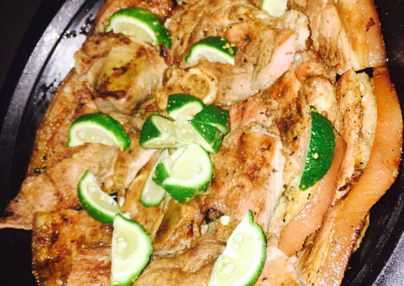 Grilled pork on charcoal