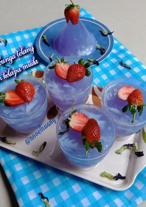 Foto resep Pudding bunga telang dan kelapa muda