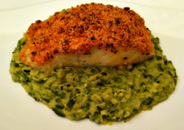 Baccalà in crosta saporita e purea di zucchine