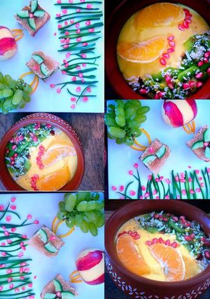 A picture of Welcoming a New Bride-Hot Air Balloon Sandwiches, Mango Smoothie.