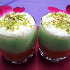 A picture of Carrot Halwa and Sago Pista Kheer Trifle Pudding.