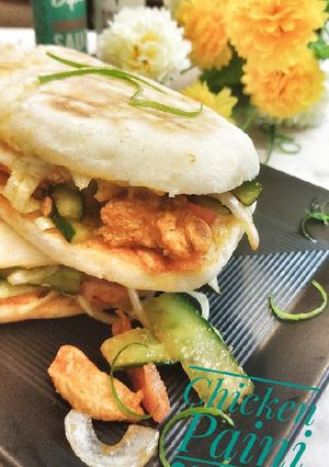 A picture of Chicken cheese paini sandwich.