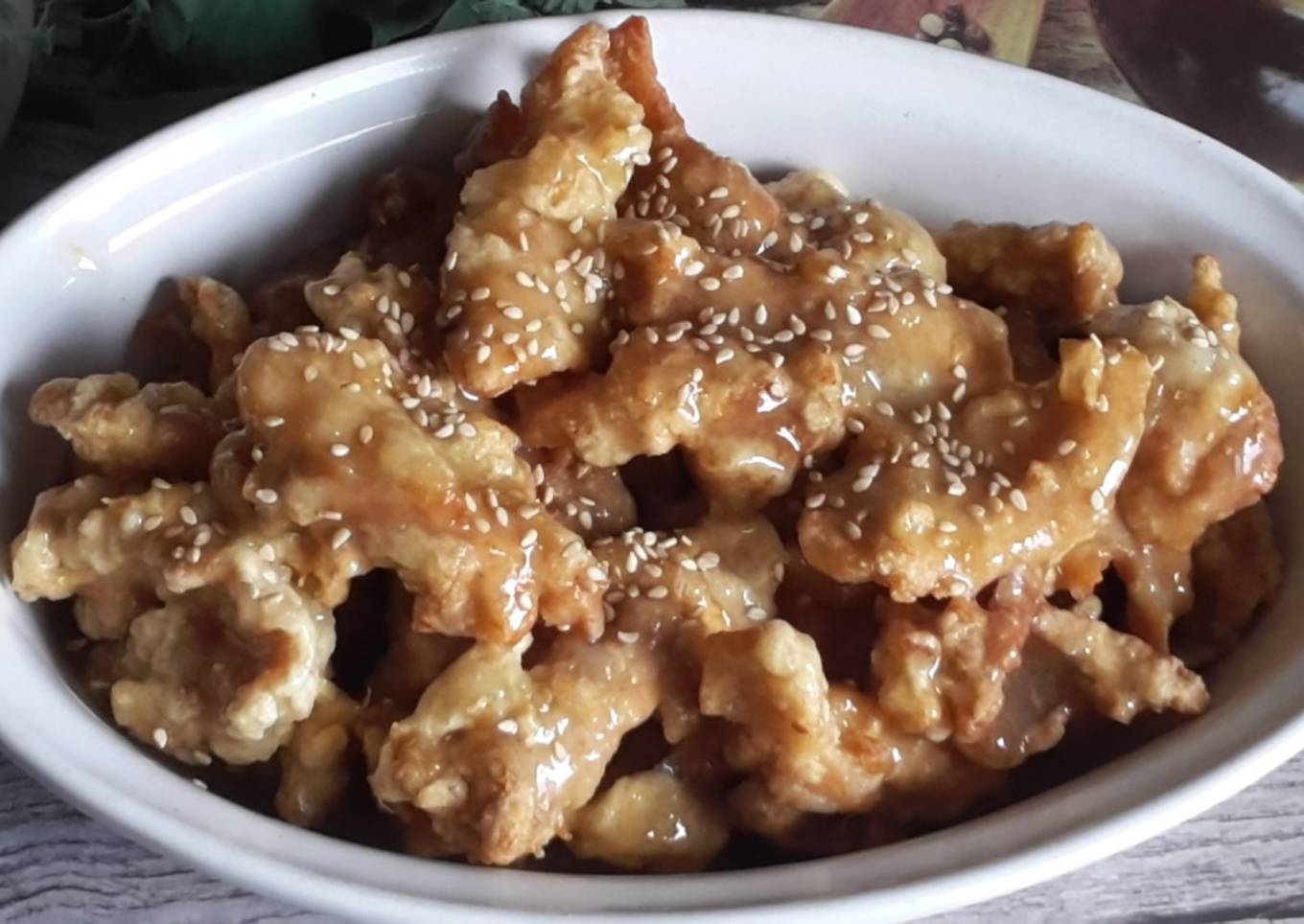 Pollo frito con salsa de limón (estilo chino)