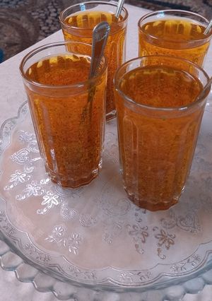 عکسی از دستور شربت تخم شربتی با زعفران و گلاب
