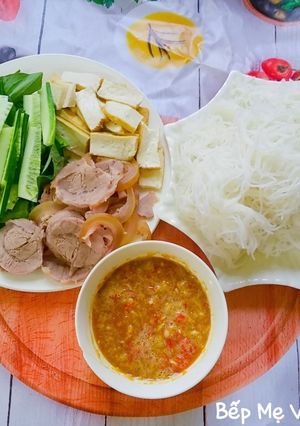 Hình của món Bún mắm nêm bắp bò,đậu hủ,rau sống,dưa leo.