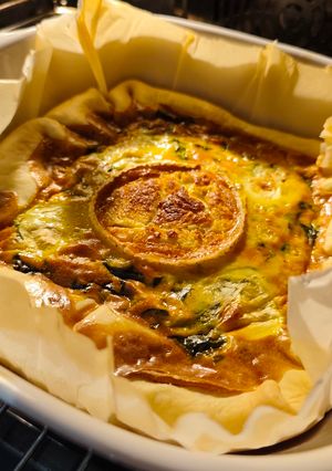 Una foto de Quiche espinacas y Rulo de Cabra Sencilla