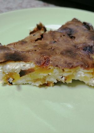 Фото ПП запеканка творожная с курагой и черносливом.