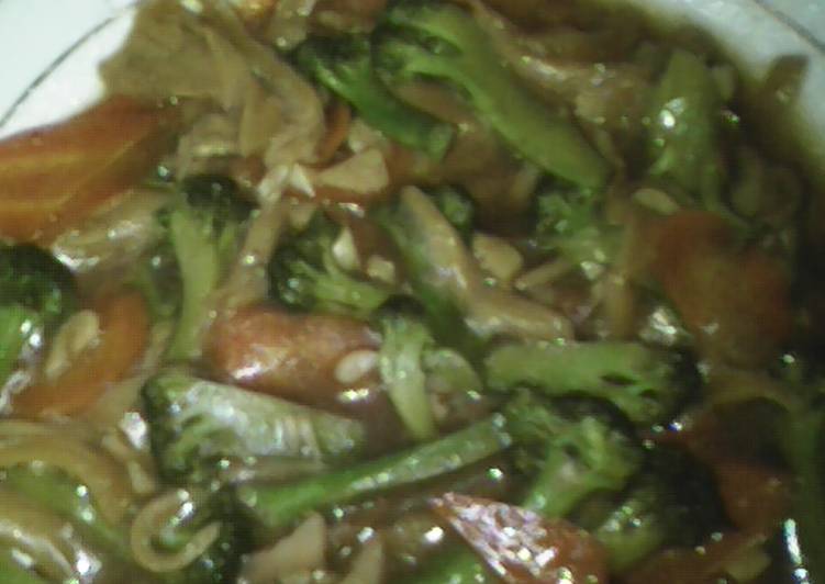 Resep Brokoli jamur tiram wortel tinggi gizi rendah lemak yang Enak