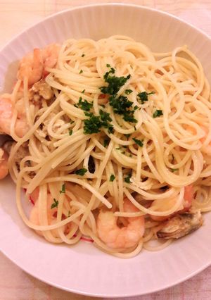 Una foto de Pasta con Mariscos