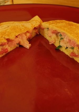 Une photo de Pancakes Fourrés Jambon-Fromage