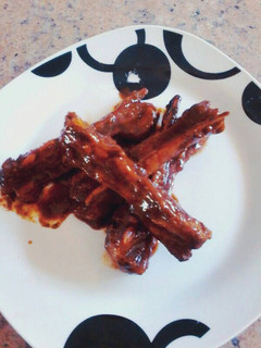 A picture of Hot Sticky Lamb Ribs with Soy and BBQ sauce.