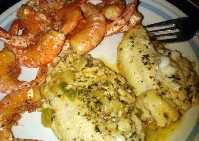 Baked Tilapia and Buttered Shrimp