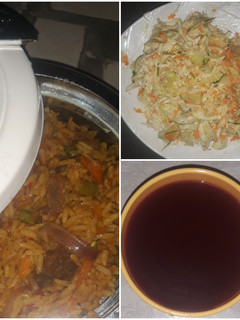 Jallof rice&vegetables &lemon zobo ainihin hoton girkin