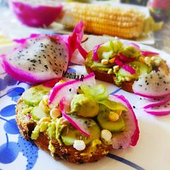 A picture of Avocado Toast with Dragon fruit flavour.
