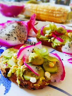 A picture of Avocado Toast with Dragon fruit flavour.