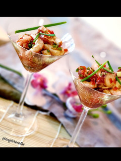 Una foto de Salpicón de pulpo y gamba blanca (en vasitos)