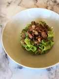 Mezze Maniche with Broccoli Cream and Sausage