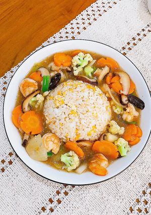 Foto resep Nasi Siram Udang