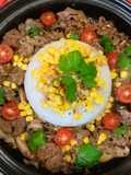 Sizzling Corn and Beef Rice