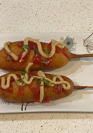 A picture of Japanese corn dogs.