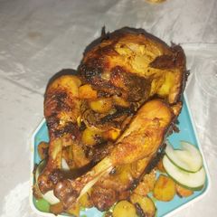 A picture of Stuffed baked chicken.