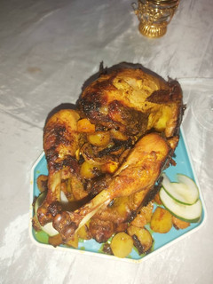 A picture of Stuffed baked chicken.