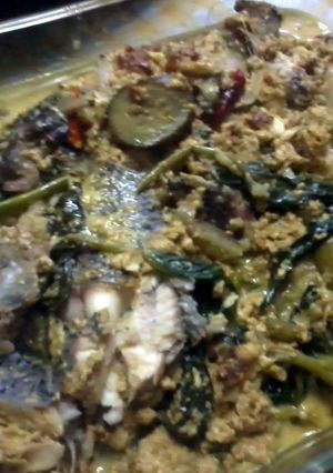A picture of FISH CURRY WITH KANGKONG (Spinach).