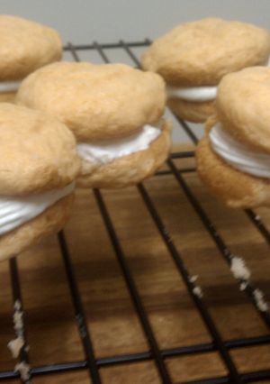 A picture of Three (3) ingredient Whoopie Pie (orange cycle flavor) yum.