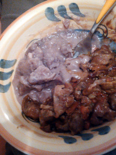 A picture of friday night gizzards with coconut arrow root.