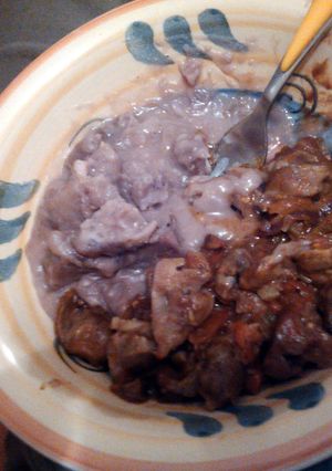 A picture of friday night gizzards with coconut arrow root.