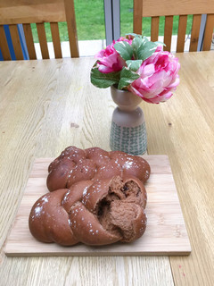 A picture of Chocolate braided bread (with chocolate chips inside).