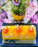 Bánh bông lan cuộn chà bông,trứng muối,sốt dầu trứng