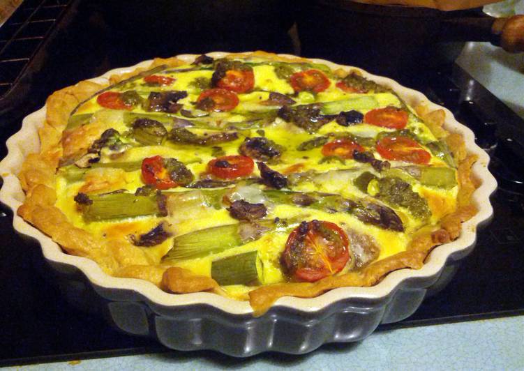 Recipe of Quick Asparagus and Bacon quiche